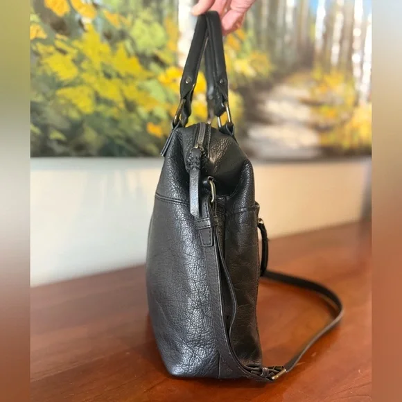 American Leather Co Jamestown Tote | ✨Buttery Soft✨ Slouchy Black Leather Bag - Picture 4 of 10
